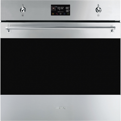 Встраиваемый духовой шкаф SMEG 60 см Classica – 12 функций, пиролиз, нержавеющая сталь, антиотпечатки