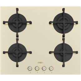 Встраиваемая газовая панель SMEG Coloniale pv864po, 60 см, кремовая, латунная фурнитура