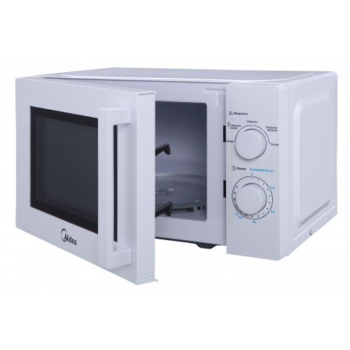 H1: Отдельностоящая микроволновая печь Midea 20 л - Механическое управление, 5 уровней мощности, таймер, белый цвет