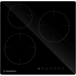 Встраиваемая варочная панель MAUNFELD/ Встраиваемая варочная панель MAUNFELD, Hi-Light, 45 см, 3 конфорки, сенсорное управление, автоматическое отключение, индикация остаточного тепла, 9 уровней мощности, цвет черный