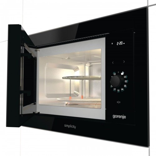 Встраиваемая микроволновая печь GORENJE Simplicity 23 л, 900 Вт, черная с кварцевым грилем