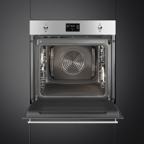 Встраиваемый духовой шкаф SMEG 60 см Classica – 12 функций, пиролиз, нержавеющая сталь, антиотпечатки