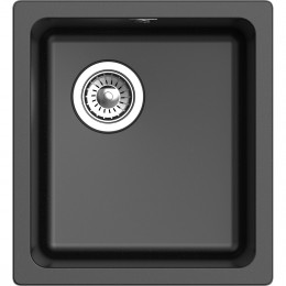 RIVELATO Мойка BERKANA 35 1-чаш 415*455, монтаж: универсальный, материал: кварц, цвет черный