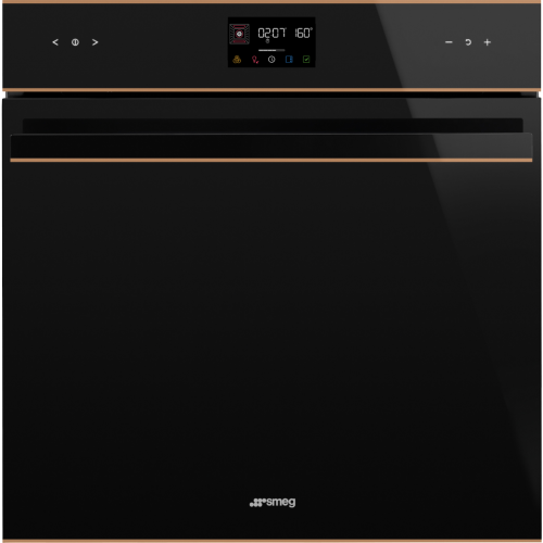 Встраиваемая электрическая духовка SMEG Dolce Stil Novo 60 см, черный, сенсорный программатор, 10 функций, пиролитическая очистка