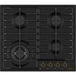 Варочная панель KORTING hg 674 ctrn, газовая, 60 см, 4 конфорки, WOK, черная