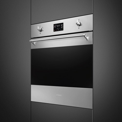 Встраиваемый духовой шкаф SMEG 60 см Classica – 12 функций, пиролиз, нержавеющая сталь, антиотпечатки