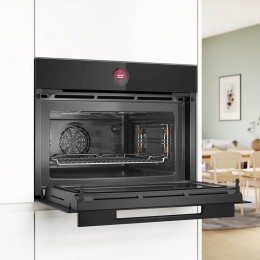 Accent line. Компактная духовка с микроволновой печью и 16 типами нагрева, 45.5x59.5x54.8 см, 45л, дисплей,инвертор,SoftClose и SoftOpen, Bosch Assist, черный