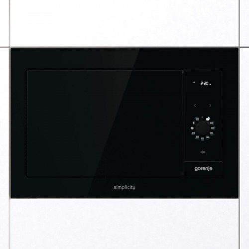 Встраиваемая микроволновая печь GORENJE Simplicity 23 л, 900 Вт, черная с кварцевым грилем