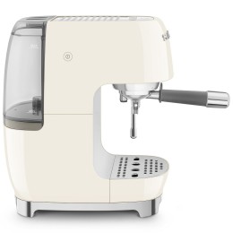 Рожковая эспрессо кофемашина SMEG, стиль 50-х г.г., функция эспрессо одинарный/двойной, сигнал о необходимости очистки, давление 15 бар, капучинатор, объем резервуара для воды 1.4 л, кнопочное управление,