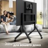 Мобильная стойка ONKRON для телевизоров 70-110 (от 200x200 до 1000x600), max нагрузка 120.5 кг, регулируемая высота 1234-1685 мм, черная с колесами и блокировкой