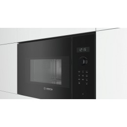 Bosch BFL524MB2, Встраиваемая микроволновая печь, 20 л, AutoPilot 7, черный, 800 Вт, 5 мощностей, сенсорное управление, многофункциональные часы