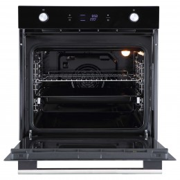 Духовой шкаф EVELUX EO 650 PB, 60 см, 70л, 9 режимов, утапливаемые переключатели, большой дисплей, черное стекло.