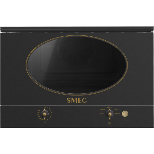 Встраиваемая микроволновая печь SMEG Coloniale 23 л с поворотными переключателями и таймером, антрацит