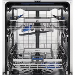 ELECTROLUX EEC87400W: Встраиваемая посудомоечная машина 60 см, Comfort Lift, 14 комплектов, сенсорное управление, 8 программ, 59.6x56x82 см, черный, сушка с открыванием дверцы, индикация на полу.