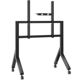 Мобильная стойка ONKRON TS2081 BLACK для ТВ 70-110, VESA 200x200-1000x600, макс. вес 120.5 кг, регулируемая полка, высота 1234-1685 мм, колеса с блокировкой.