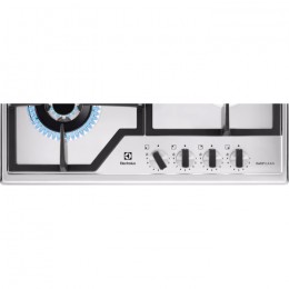 Газовая варочная поверхность Electrolux KGS64362XX, нержавеющая сталь, 8550 Вт, WOK, газ-контроль, чугунные решетки, 59.5x51 см