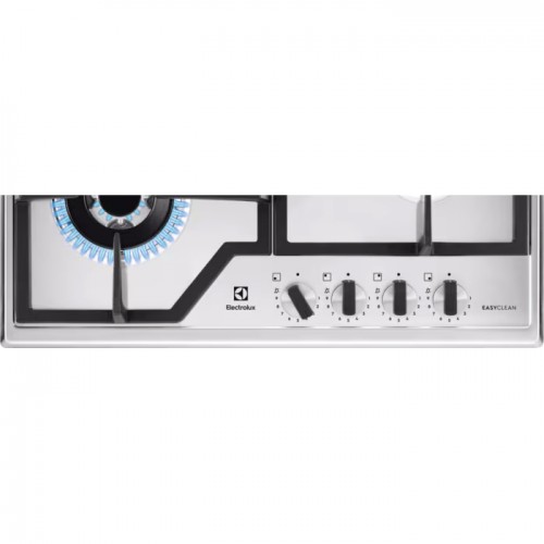 Встраиваемая газовая панель ELECTROLUX - нержавеющая сталь, 8550 Вт, WOK, электроподжиг, газ-контроль, чугунные решетки, 59.5x51 см