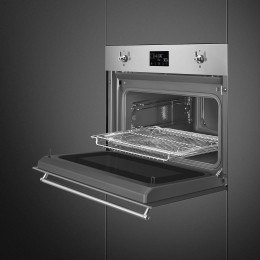 Встраиваемый духовой шкаф SMEG SO4302M1X, 45 см, СВЧ, паровая очистка, 11 функций