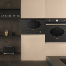 Встраиваемая микроволновая печь SMEG MP822NAO, 22 л, антрацит, без поворотного стола, таймер.