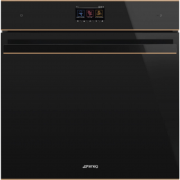 Встраиваемый духовой шкаф SMEG SOP6604TPNR, 60 см, 10 функций, пиролиз, чёрное стекло Eclipse, медный профиль.