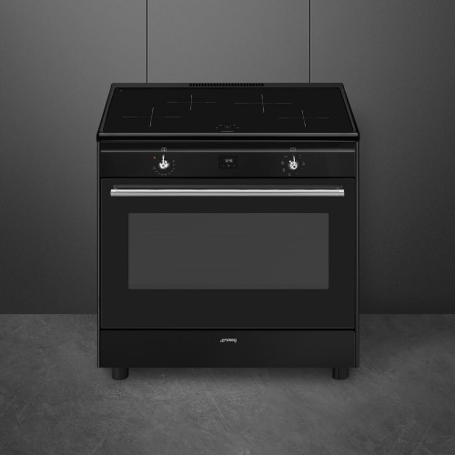 Варочный центр Smeg Classica Concerto 90х60 см - индукционная варочная поверхность и электрическая духовка с 4 зонами нагрева, 115 л, галогеновая подсветка, электромеханический контроль температуры.